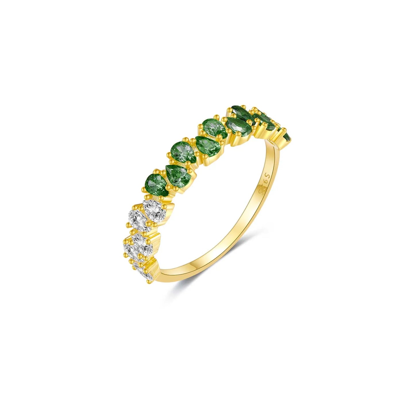 ANDYWEN New 925 Sterling Silver Pear Green Olive CZ Zircon Colorful Ring Women Luxury Fine Jewelry 2024 Spring Fine Jewelry