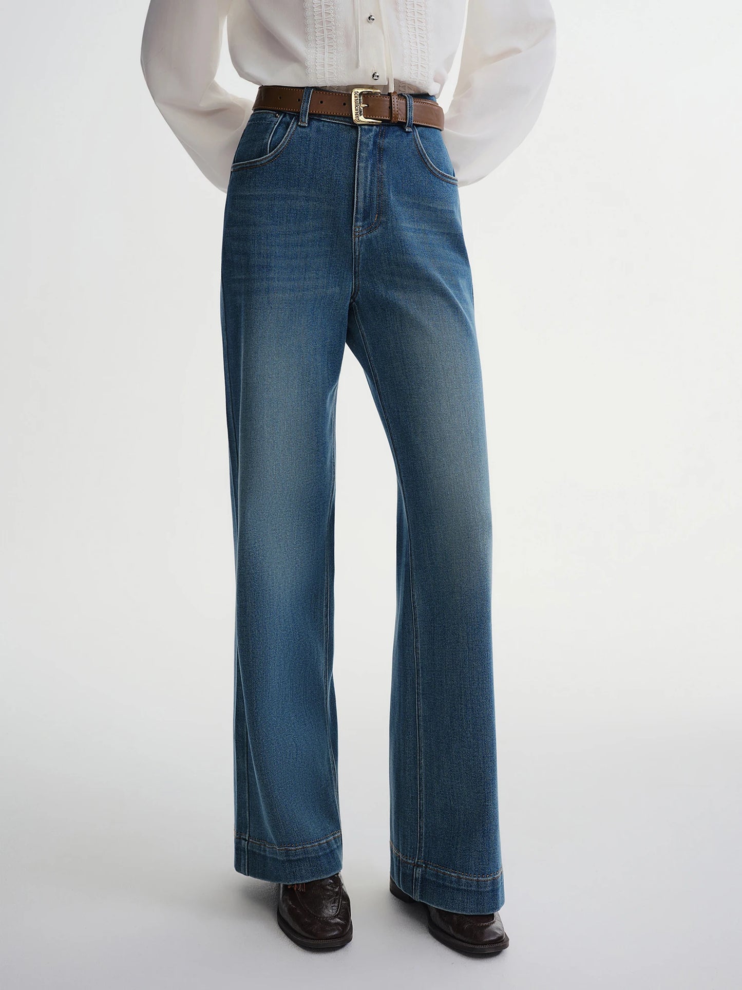 DUSHU Plus Size Women's Perfect Stretch High Waist Straight Leg Jeans Autumn Winter 2025 New Casual Comfort Trousers Pants