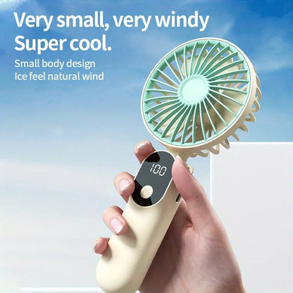 Portable USB Fan 6 Speed Digital Display Foldable 3-in-1 Handheld Neck Desk Fan for Outdoor Travel Home Office Cooling