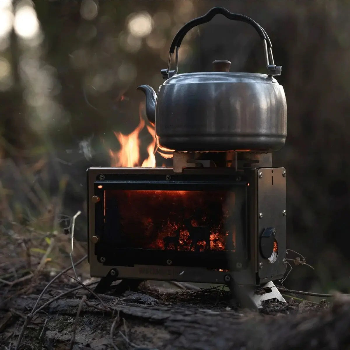 Small Camping Heating Stove Portable Tent Firewood Stove Glass Window Charcoal Burner