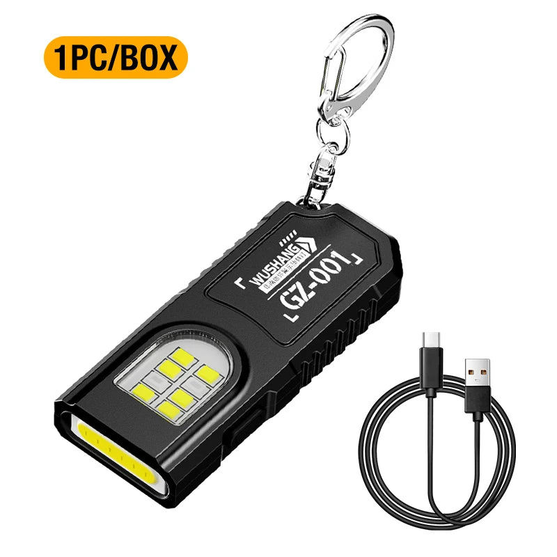 Portable Keychain LED COB Flashlight USB Rechargeable Torch with Pen Clip Powerful Mini Outdoor Working Lantern with Magnetic