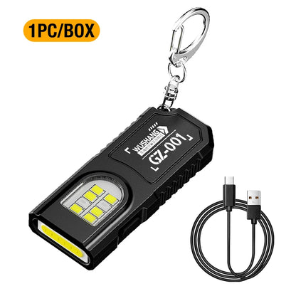 Portable Keychain LED COB Flashlight USB Rechargeable Torch with Pen Clip Powerful Mini Outdoor Working Lantern with Magnetic