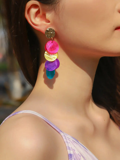 1 Piece of Bohemian High-quality Multicolored round Shell Pendant Earrings Earrings Earrings Lady Fashion Earrings Earrings