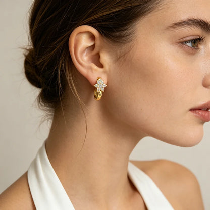 Fine Jewelry Silver Plated Earrings Inlaid With Shiny Zircon Crystal Flower Earrings Charm Jewelry For Women Gift Engagement