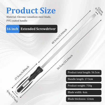 Extra Long Demolition Screwdriver 22 Inch Chrome Vanadium Steel Heavy Duty Slotted For Car Repair Tool Set