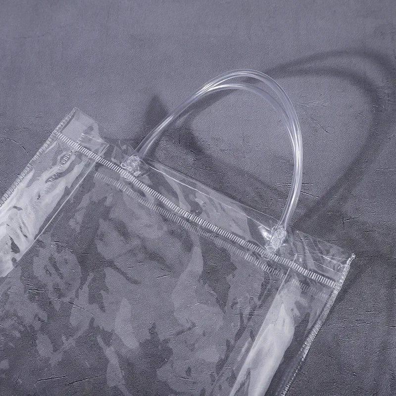10/20Pcs Transparent Gift Bag with Handle Wedding Birthday Party Candy Gift Packaging Reusable Tote Bag Christmas Baby Shower