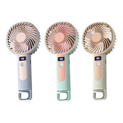 Portable Mini Handheld Small Fan Usb Rechargeable With Stand Digital Display Cooling Fan Suitable For Office Travel Outdoor Use