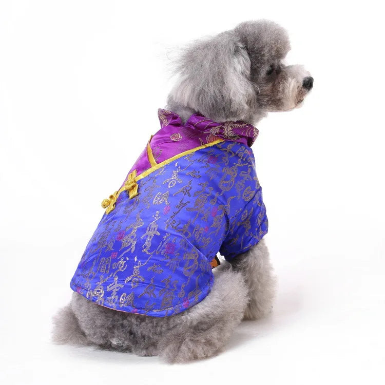 Traditional Chinese Pattern Pet Clothing Warm and Comfortable Dog Clothing for Small and Medium Dogs Thick Pet Cotton Coat