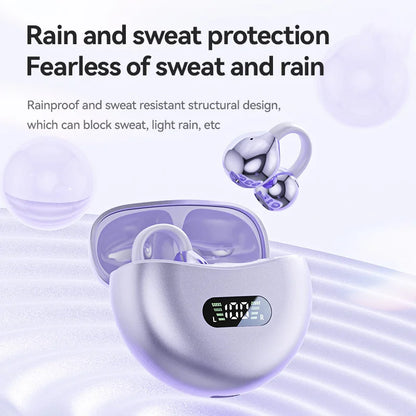 Lenovo Open Ear Clip On Headphones Wireless TWS Earbuds Noise Reduction Low Latency LED Display for Sports Running Gaming