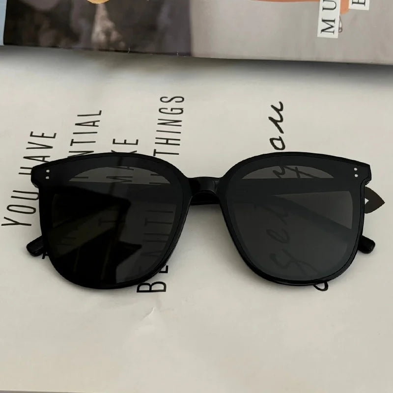 GAMBLE MONSHER Driving Sunglasses Women's UV Protection Large Small Faces Sunscreen Fashionable round Frame Glasses