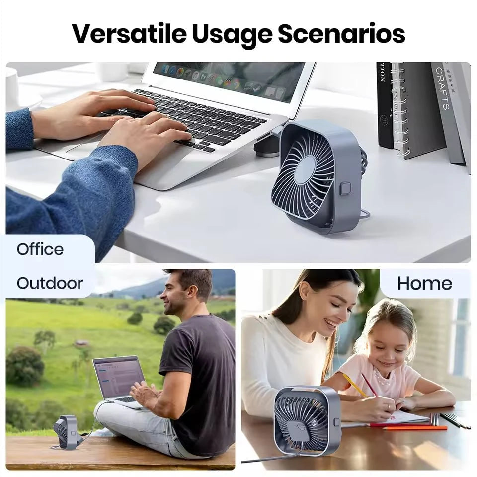 Portable Mini Fan USB Desk Fan Table Strong Airflow &Quiet Operation 3 Speed Wind 360°Rotatable Standing Fans for Room Home