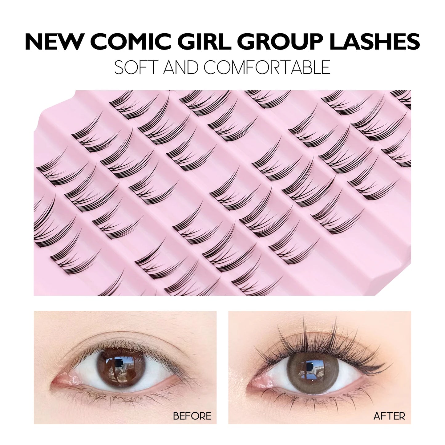 GROINNEYA Cat Elf Eyelashes Book 15 Rows Large Capacity Natural Manga Lashes Effect DIY Eyelashes Extension Clusters Makeup