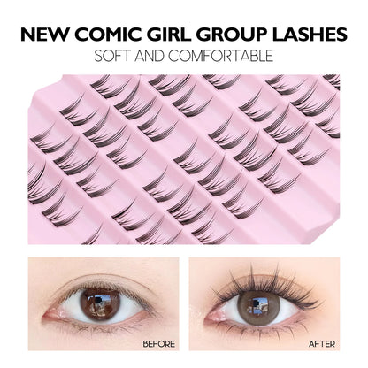 GROINNEYA Cat Elf Eyelashes Book 15 Rows Large Capacity Natural Manga Lashes Effect DIY Eyelashes Extension Clusters Makeup