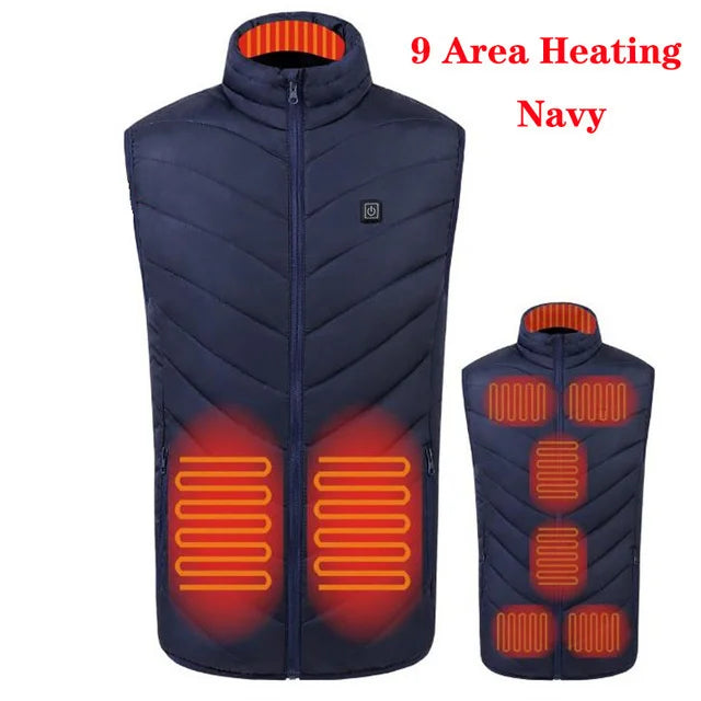 17/13/9 Bereiche USB-Heizjacke Herren Damen Elektrische Heizweste Heizweste Beheizbarer Bodywarmer USB-Innenheizweste Veste