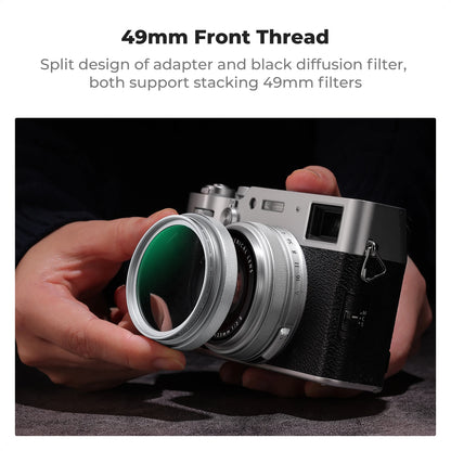 K&F CONCEPT 1/4 Black Diffusion Filter Kit for Fujifilm X100V X100VI X100F X100S Lens 49mm Soft Focus Filter with Adapter Ring