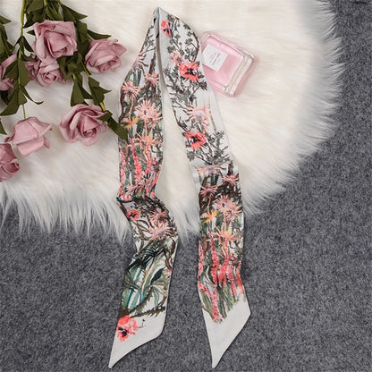 2024 New Luxury Brand Scarf Tarot Women Scarf Bag Hair Skinny Silk Scarves Design Foulard Neckerchief Headband For Ladies