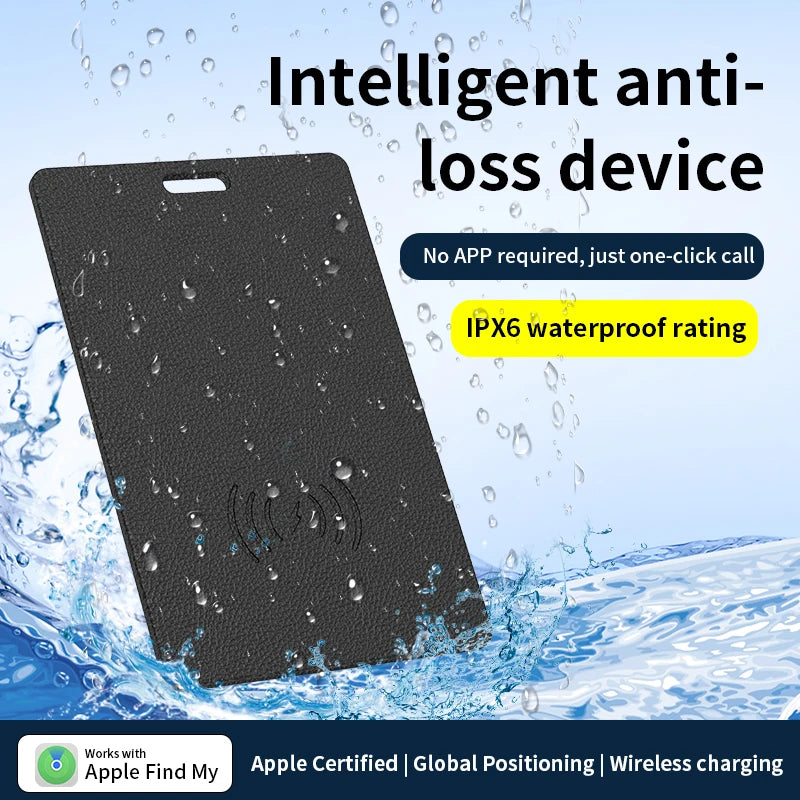 Ultradünne Tracking-Kartenhülle mit Anti-Verlust-GPS-Tracker, intelligenter Standort-Tag für die „Find My“-App auf dem iPhone, kabelloses Laden, IPX6 wasserdicht