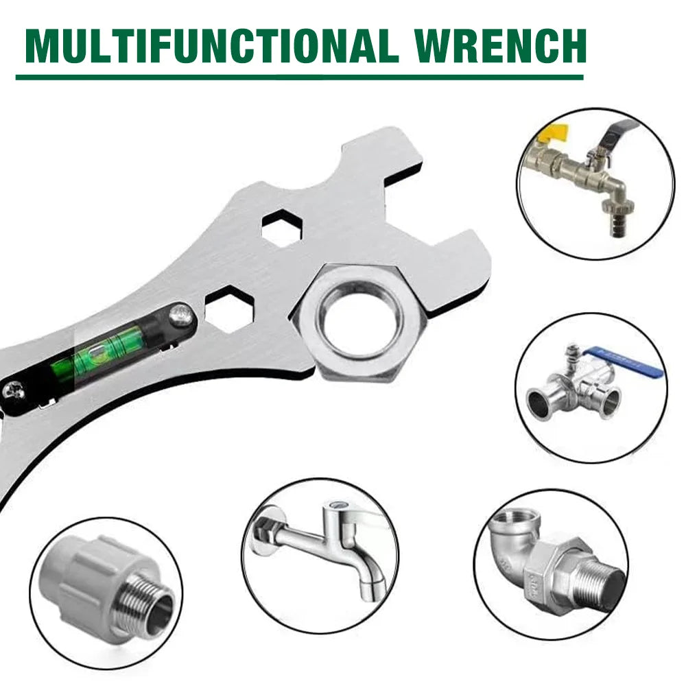 Wrench Level Tools, Faucet Wrench, Shower Wrench, Pipe Wrench, Multifunctional Level Wrench,  Effortless Home Leveling Tools
