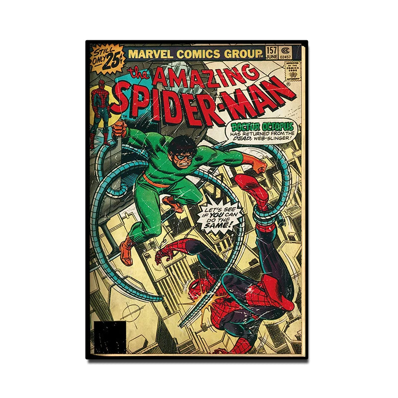 Retro Marvel Super Hero Decorative Painting Anime Spider Man Art Poster American Film Mural Home Childrens Room Wall Decor Print