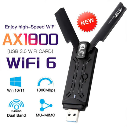 WiFi 7 Ethernet Adapter 6500Mbps USB 3.0 Wireless Network Card Triple Band Receiver For PC/Laptop Windows 10/11 Driver Free