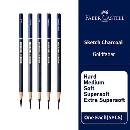 5 / 6 PCS Faber Castell Goldfaber Charcoal Graphite Sketch Set EX-Soft Medium Hard soft Pencils Drawing Sketching Shading Artist