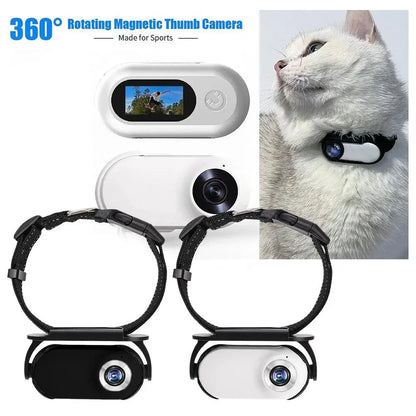 Action Camera Pet Collar Mini Camera Lightweight 0.96in HD Rechargeable Cam for Cat Outdoor Wide-angle Records Video Accessories