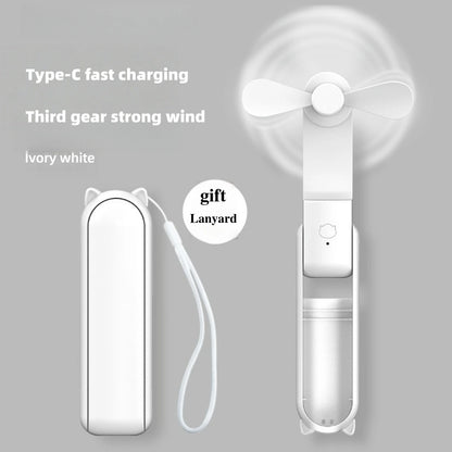 Portable Mini Handheld Fan Small Pocket Fan USB Rechargeable Battery Fan Folding Cooling Hand Fan Mini USB Fan with Power Bank