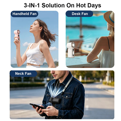 Mini Portable Handheld Fan Personal Pocket-Sized Digital Display Hand Fan USB Rechargeable Outdoor Small Pocket Hand Fan