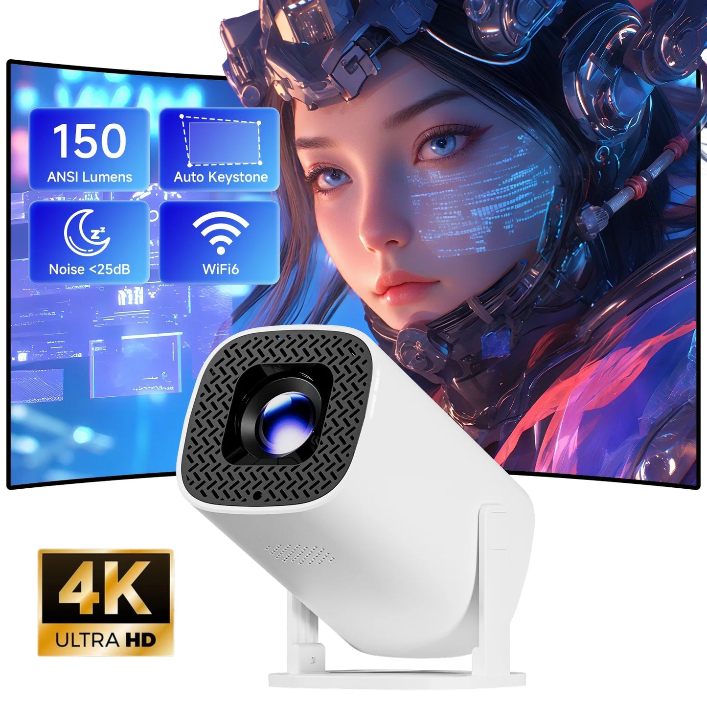 P30PRO Home Theater Projector Android 11 WIFI 6 Native 720P With Speakers Portable Cinema Outdoor Projector