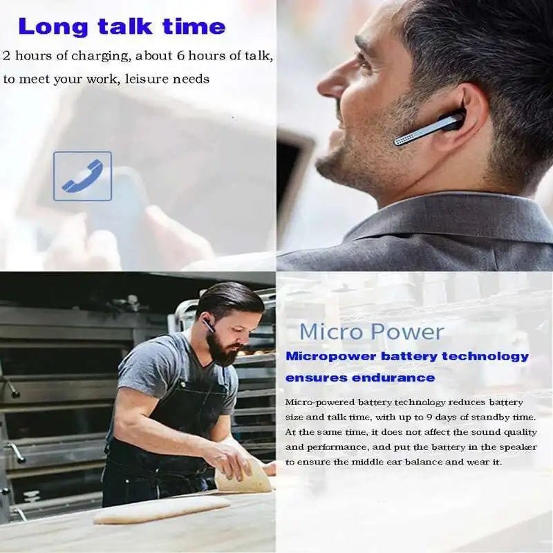 Wireless Bluetooth Talk45 Single Earphones Office Business Ear-hang Noise Cancelling Car Intelligent HD Voice Navigation Headset