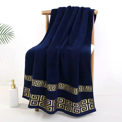 Large 140x70cm Bath Towels Cotton Thick Shower Towel Cover Embroidered Gift Sport Colors - Blue White Brown Black Green Grey