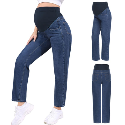 Pregnant Women Jeans High Waist Support Belly Maternity Hip Lifting Elastic Denim Pants Shorts for Daily Work Street Loungewear