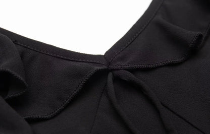2024 Summer New Homemade Misty Elegant Gentle Sexy Style Flower V-neck Low cut Diagonal Cut Silk Dress