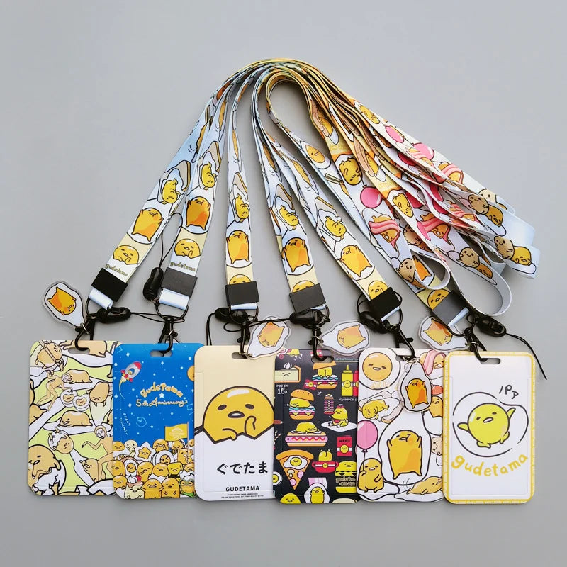 Gudetama ID Badge Holder Cartoon Lanyard Pendant Neck Strap Boys Girls Business Card Holder Keychain Accessories Kids Gifts