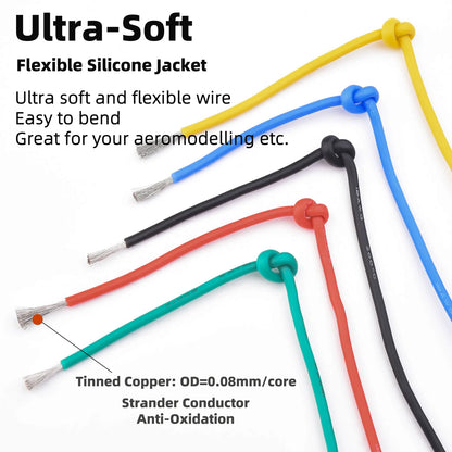 10 Colors in One 16-18-20-22-24-26-28-30 Gauge Silicone Electrical Wire 22 AWG Stranded Tinned Copper Hookup Wire Kit with Tools