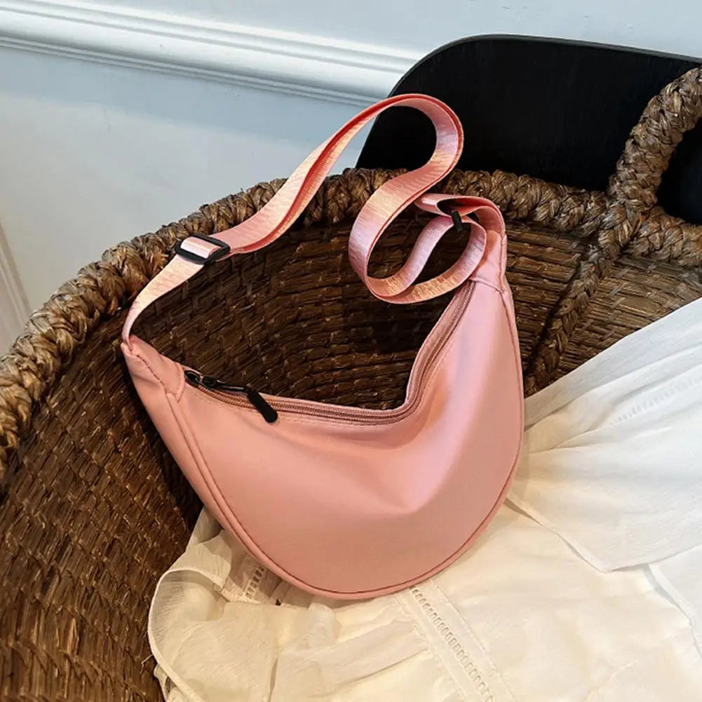 Nylon Crossbody Bag For Women Fashion Portable Casual Hobos Sport Chest Bag Underarm Bag Students Dumpling Shape Shoulder Bag