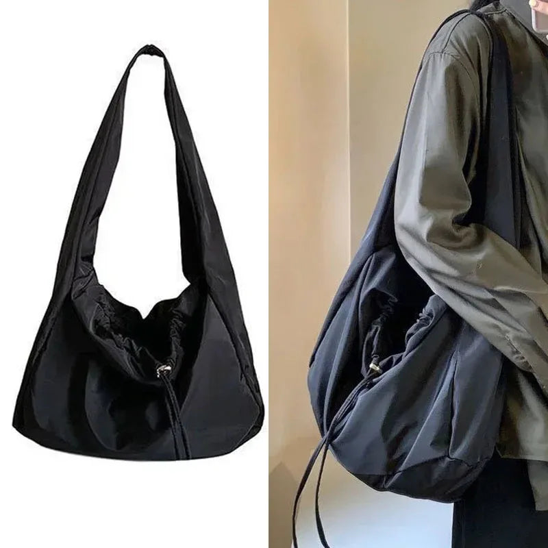 Women Bag New Nylon Bucket Fashion Solid Zipper SOFT Shoulder Bag Purses and Handbags Luxury Designer Black Tote Bag сумка