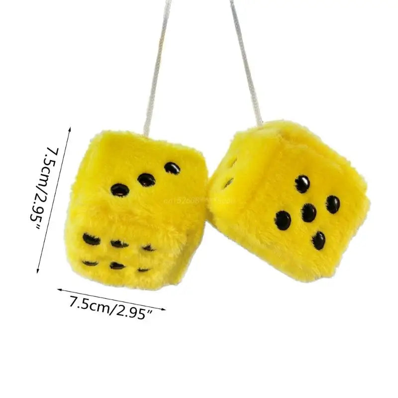 Fuzzy for Car Mirror Hanging Mirror Plush Pair Car Interior Decoration