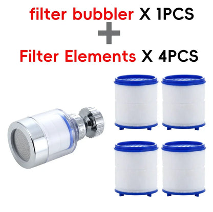 1Set Faucet Water Filter 360 Degree Rotating Filter Elements Water Purifier Set Heavy Metals Filtered Tools PP Cotton Filtration