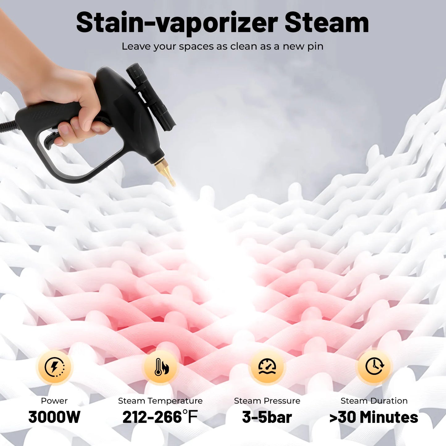 3000W Portable steam cleaner Wet & Dry 3-5bar High Pressure Steam Cleaner Air Conditioner Kitchen Hood Car Cleaning Machine