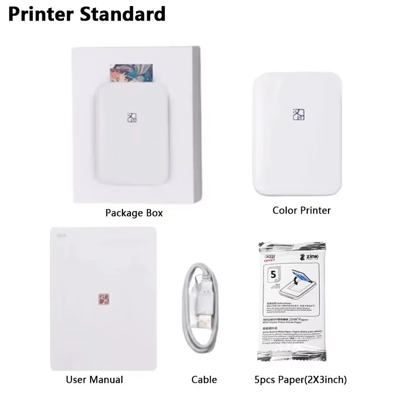HPRT MT53 Portable Mini Mobile Pocket Printer 2x3 Inch Print Maker Sticky-Backed Photo Paper Bluetooth Mobile Thermal Machine