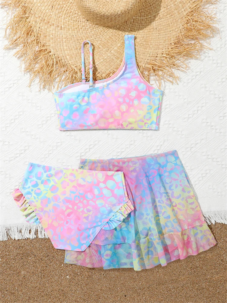 Bikini Girls Swimsuit 2026 New Gradient Sling Children Bikinis Set Three Piece Swimwear Summer Beach Wear Swimming Bathing Suit