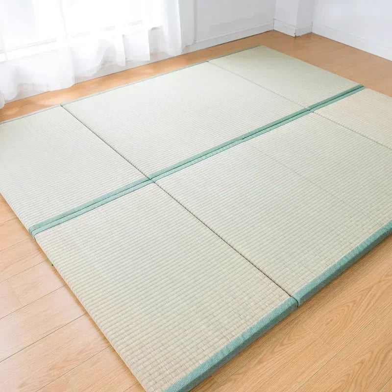 Japanese Tatami Mattress Folding Rectangle Straw Mat for Yoga And Sleeping Portable 3cm Thick Comfortable Sleeping Mat