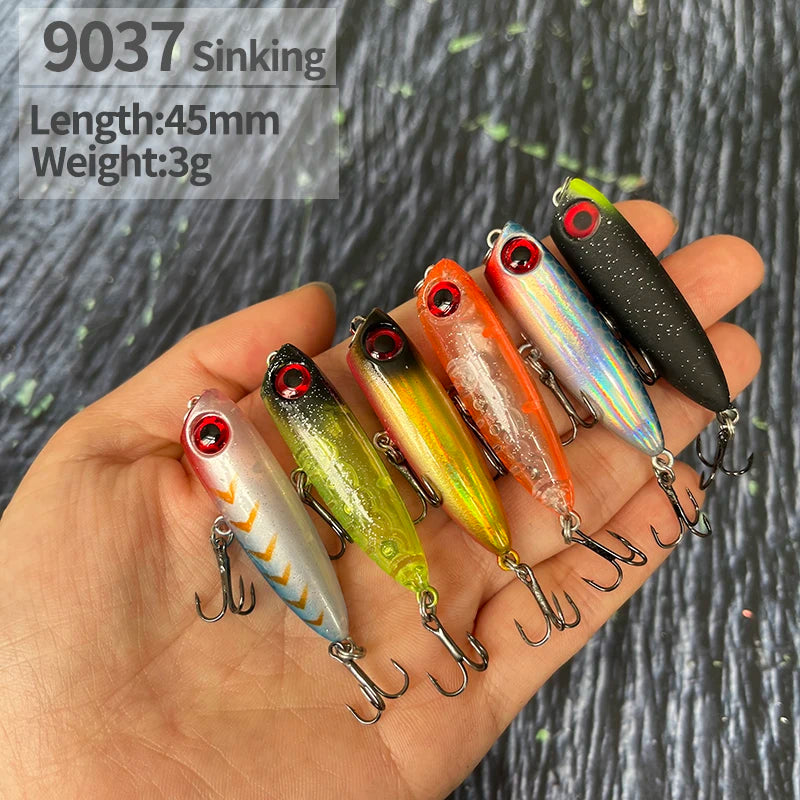 1 Stück 45 mm 3 g sinkender Bleistift-Angelköder Mini Popper Walking Dog künstlicher Hartköder Pesca Wobbler Swimbait Tackle Zubehör