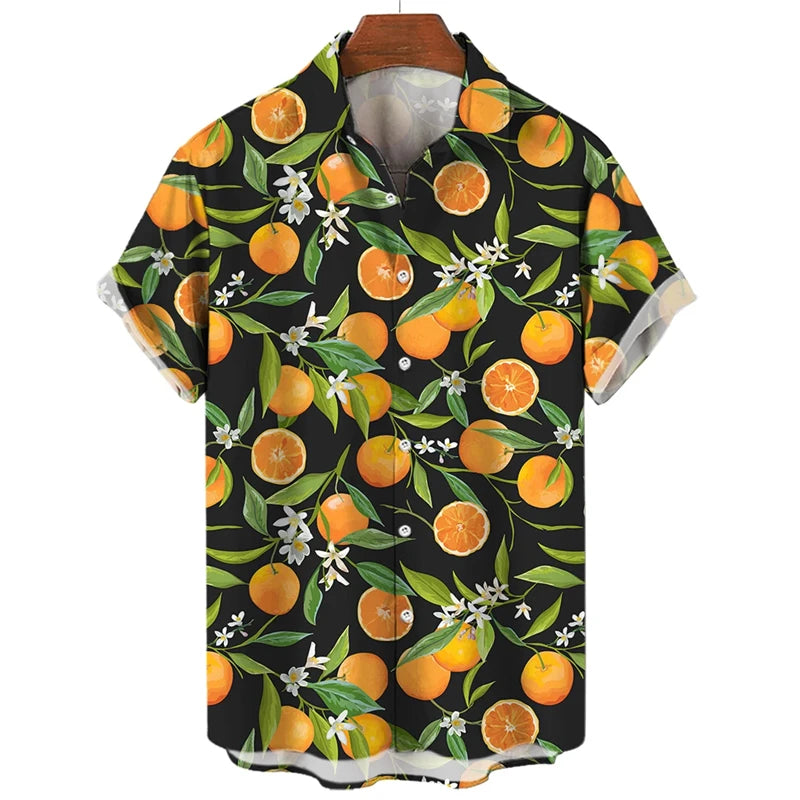 Fruit Banana Cherries 3D Printed Graphic Shirts For Men Clothes Fashion Hawaiian Lapel Blouse Casual Streetwear Lapel Blouse Top