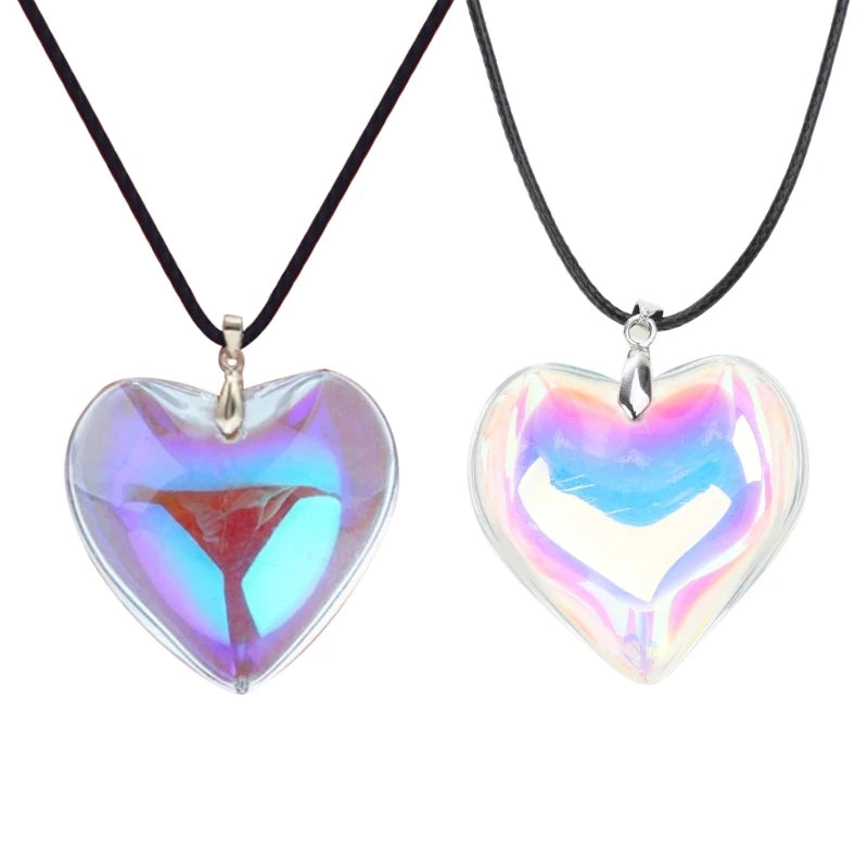 Heart Shape Necklace Crystal Pendants Clavicle Chain Necklace Fashion Jewelry Glass Charm Necklace for Couple Women Girl
