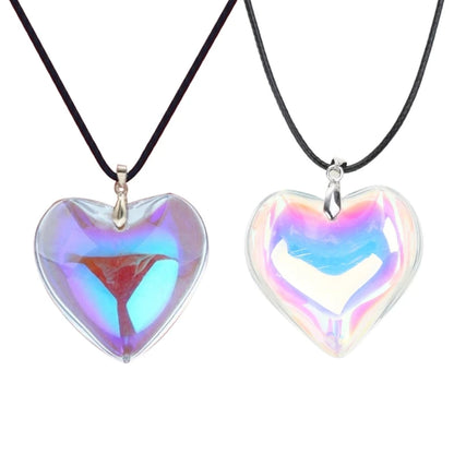 Heart Shape Necklace Crystal Pendants Clavicle Chain Necklace Fashion Jewelry Glass Charm Necklace for Couple Women Girl