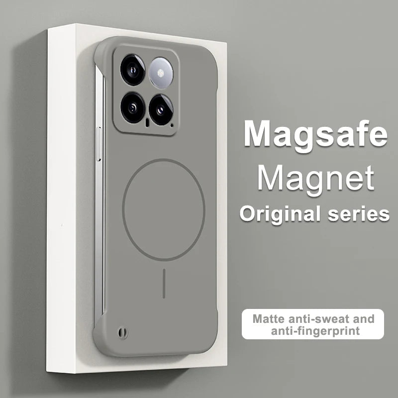 For Magsafe Frameless Magnetic Wireless Charging Phone Case For XIAOMI 14 13 13T 12 12X 11 15S 15 Pro Ultra Slim Hard Back Cover