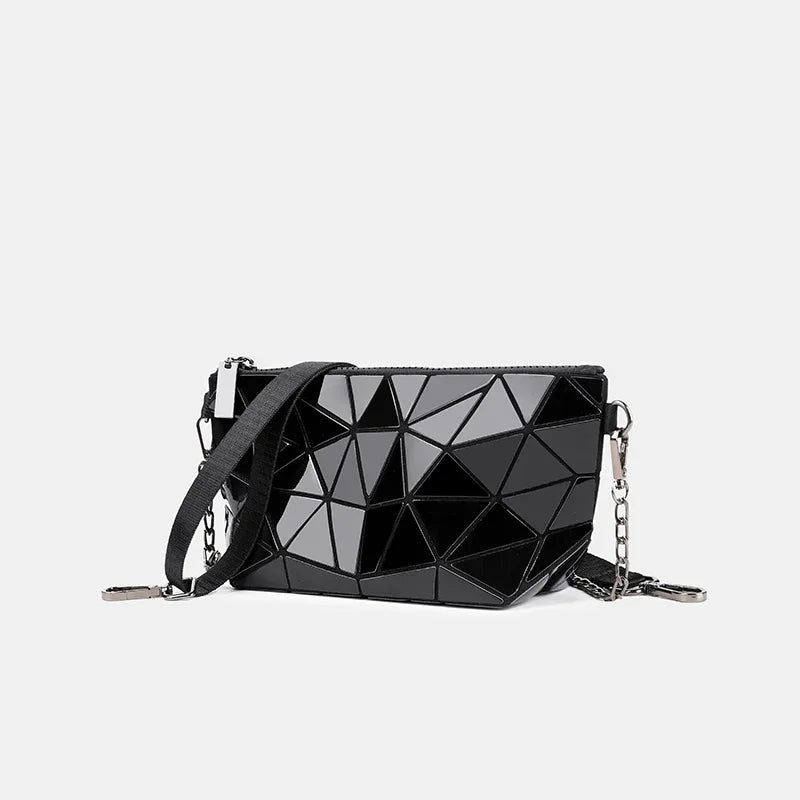 Women Chain Shoulder Bag for Women 2024 Luminous Geometric Messenger Bags Plain Folding Crossbody Bags Clutch Evening Bag Bolso