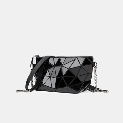 Women Chain Shoulder Bag for Women 2024 Luminous Geometric Messenger Bags Plain Folding Crossbody Bags Clutch Evening Bag Bolso
